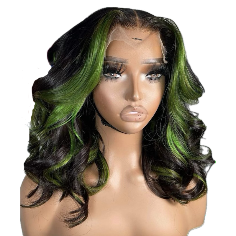 Green Highlighted HD Lace Front Wig