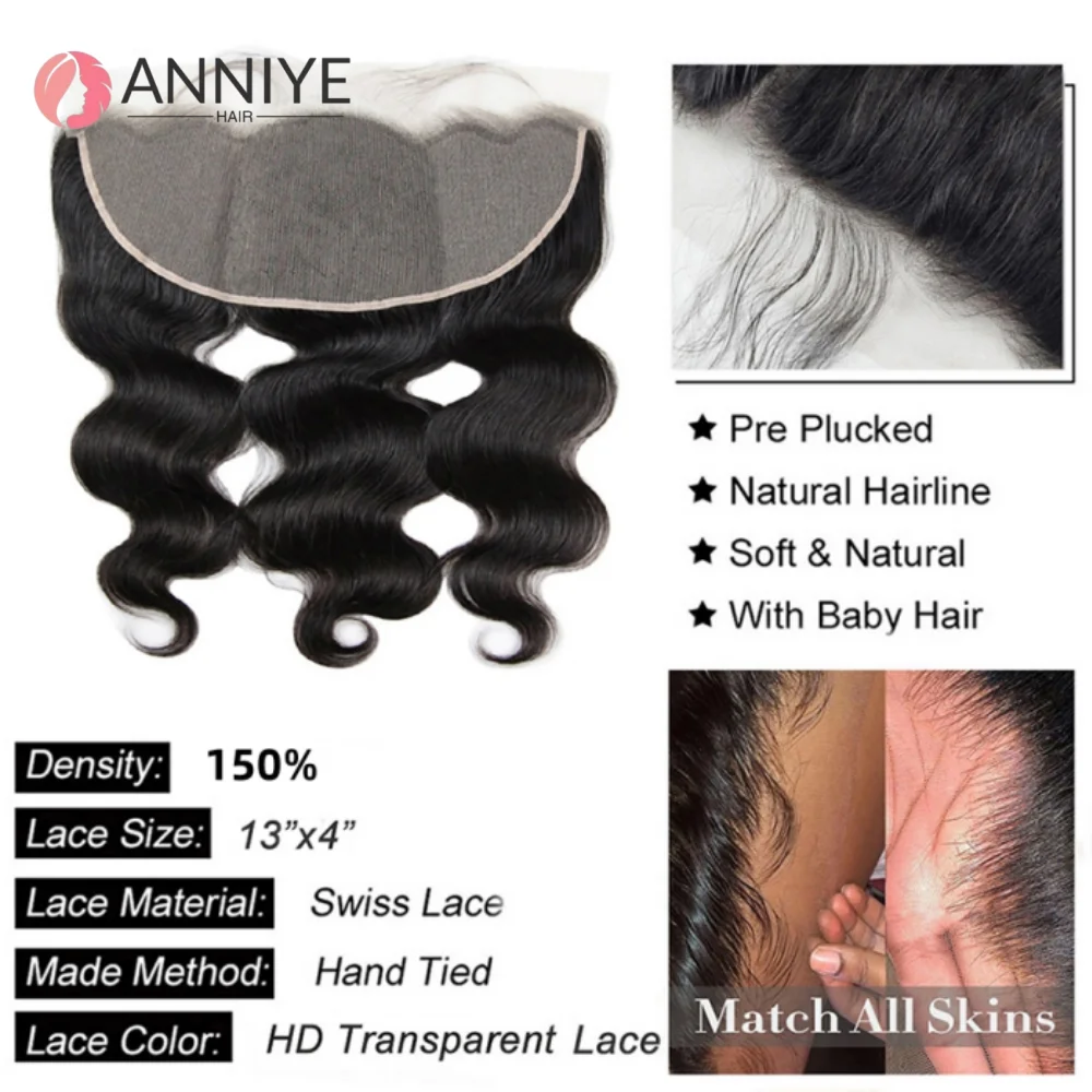 12A Body Wave Lace Frontal Closure Only 13x4 Lace Frontal Brazilian Remy Hair Pre Plucked 100% Human Hair Body Wave Lace Frontal - Image 2