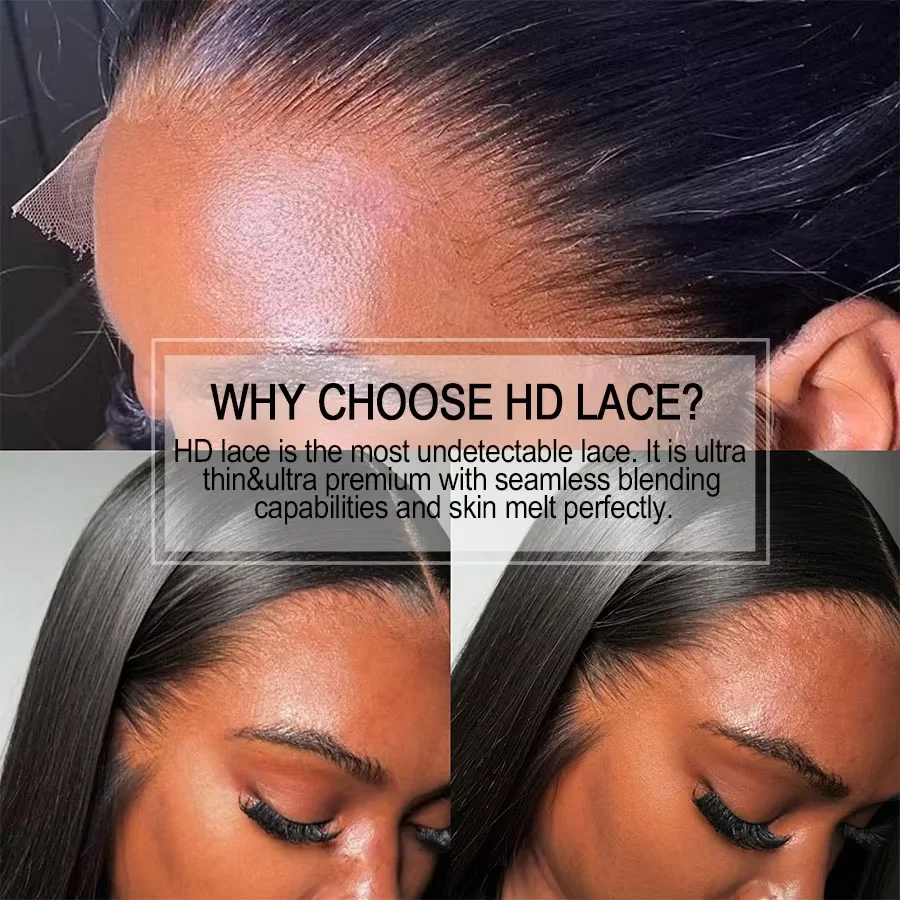 13X6 Lace Frontal 100% Human Hair 13X4 Straight Skinlike Real HD Lace Frontal Only Transparent Pre Plucked Virgin Raw Brazilian - Image 2