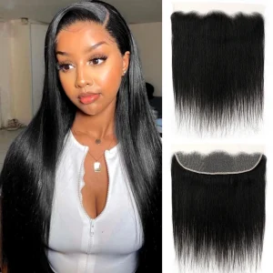 13×4 Lace Frontal Brazilian Straight Closure Human Hair Transparent Ear to Ear Frontal Extensions for Women