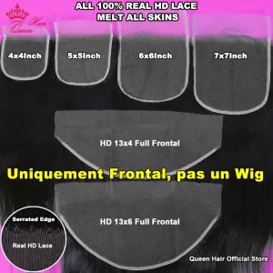 HD Lace Kinky Straight Frontal 13×4 13×6 6×6 5×5 4×4 2×6 Closure Virgin Hair 100% Human Raw Hair Pre Plucked Queen Hair