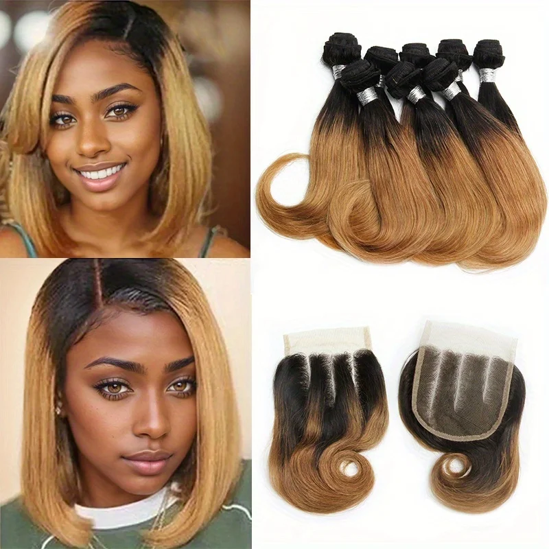 Human Hair Bundles 8Pcs Bundles With Closure 10A Unprocessed Body Wave Virgin Short Bob Hair Bundle with 4x4 lace Closure - Image 5