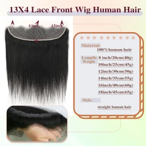 13×4 Lace Frontal Brazilian Straight Closure Human Hair Transparent Ear to Ear Frontal Extensions for Women