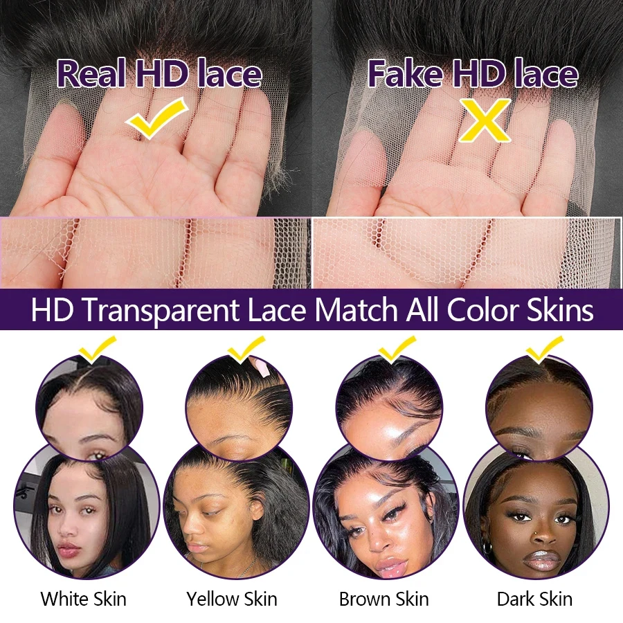 Real HD Lace Frontal Only Full 13x6 13x4 Invisible Melt Skins Lace 5x5 6x6 7x7 HD Lace Closure Human Hair Body Wave & Straight - Image 6