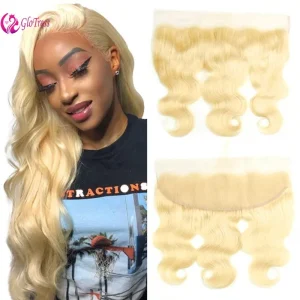 613 Frontal 13×4 Transparent Lace Closure 100% Russian Blonde Human Hair Blonde Frontal Free Part Natural Hairline 10-22 Inch