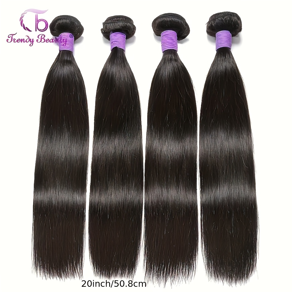 Brazilian Straight Human Hair Bundles Virgin Human Hair Can Be Dyed Can Be Bleached Double Weft Unprocessed Straight Extensions Natural Black Color For Women - Image 3
