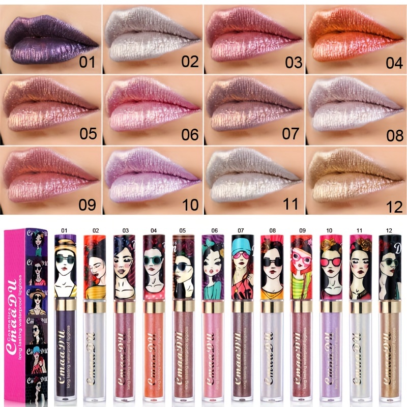 11 Color Long Lasting Waterproof Lip Gloss, Metallic Shimmer Glitter Finish Lipstick for Valentine's Day Gifts and Music Festival - Image 7