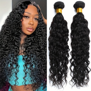 2 Bundles Peruvian Water Wave Hair Virgin Human Hair 100% Human Hair Bundles Natural Black Color Can Be Dyed No Shedding Peruvian Curly Hair For Women 200g