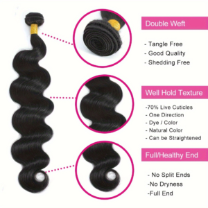 12A Brazilian Body Wave Bundles Human Hair Bundles Unprocessed Virgin Hair Body Wave 1/3 Bundles Human Hair Weave Bundles 1B Natural Black Double Weft