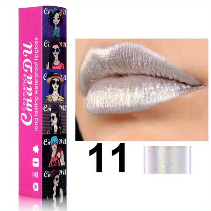 11 Color Long Lasting Waterproof Lip Gloss, Metallic Shimmer Glitter Finish Lipstick for Valentine's Day Gifts and Music Festival - Image 17
