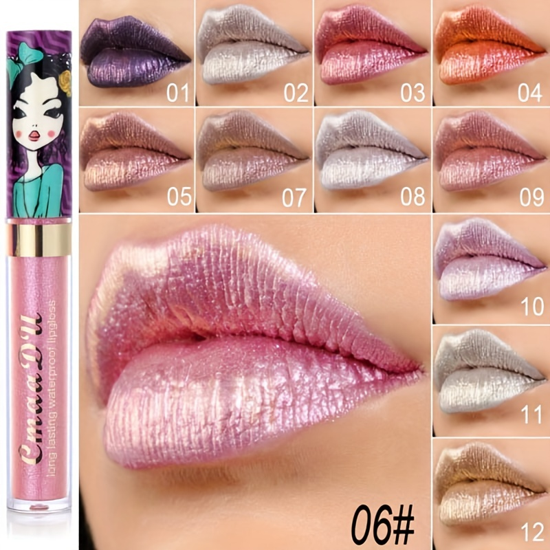 11 Color Long Lasting Waterproof Lip Gloss, Metallic Shimmer Glitter Finish Lipstick for Valentine's Day Gifts and Music Festival - Image 2