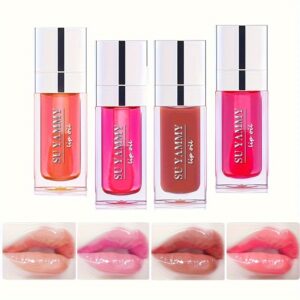 [Buy 1 Get 1 Free]2 PCS Lip Oil, Hydrating Lip Gloss Tinted Lip Balm, Transparent Lip Care With Shiny Big Brush Head, Long Lasting Nourishing Non Sticky Fresh Texture Valentine’s Day Gifts