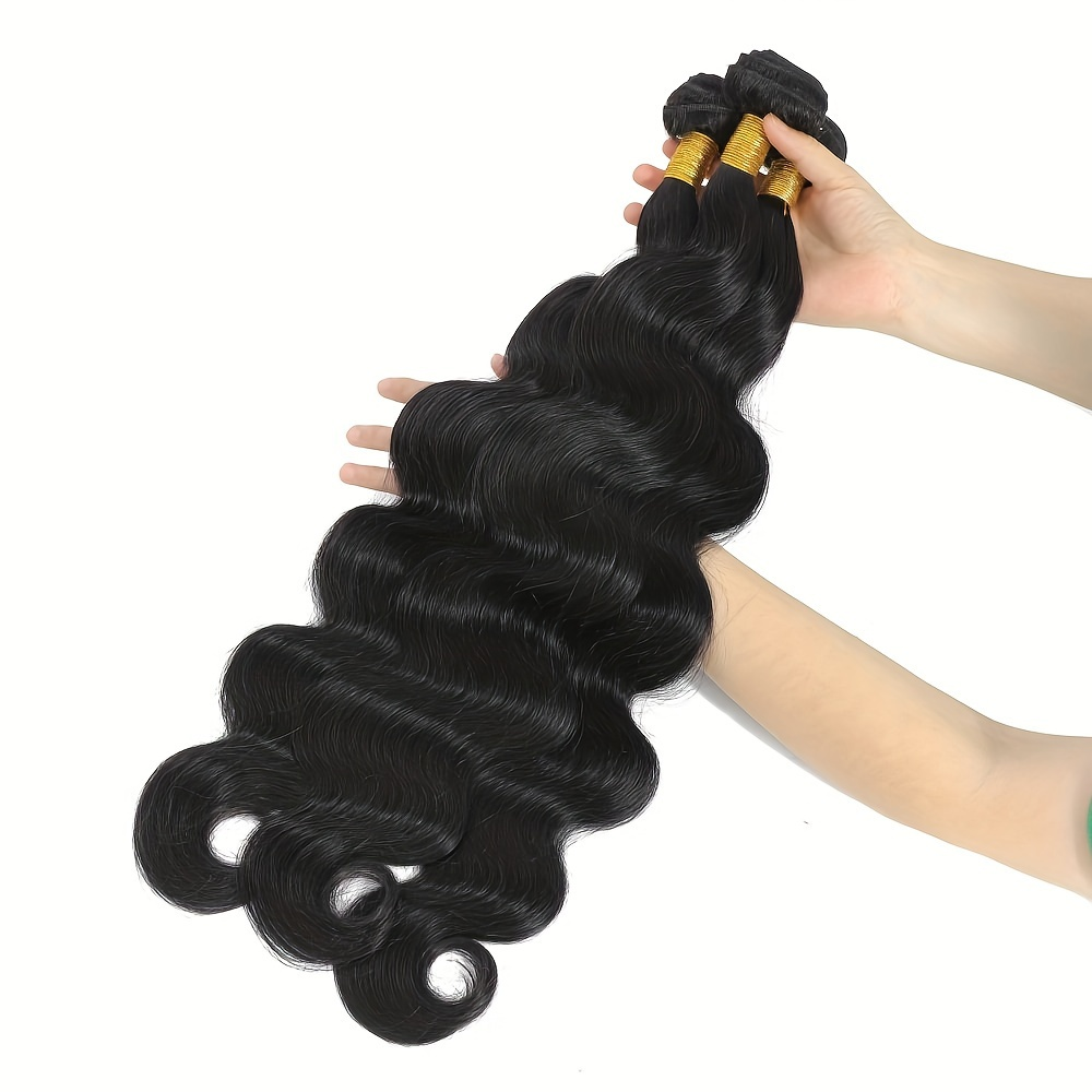 12A Brazilian Body Wave Bundles Human Hair Bundles Unprocessed Virgin Hair Body Wave 1/3 Bundles Human Hair Weave Bundles 1B Natural Black Double Weft - Image 10