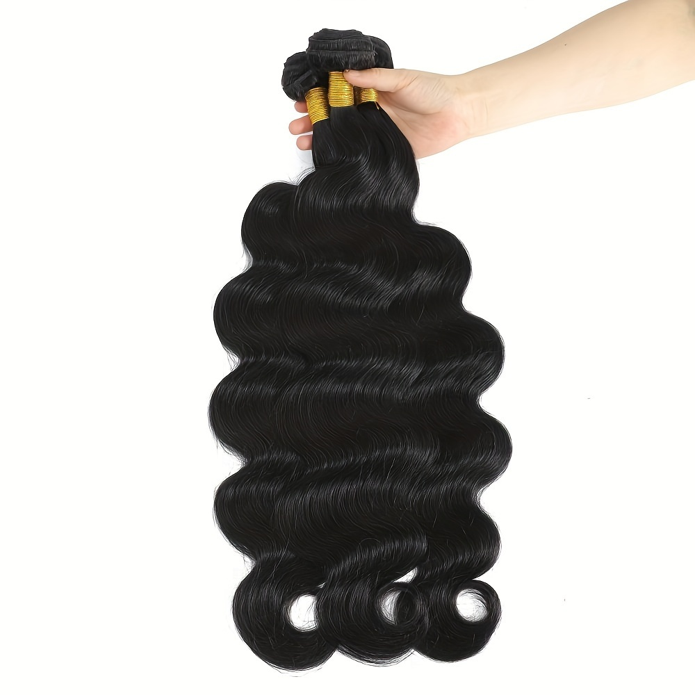 12A Brazilian Body Wave Bundles Human Hair Bundles Unprocessed Virgin Hair Body Wave 1/3 Bundles Human Hair Weave Bundles 1B Natural Black Double Weft - Image 11