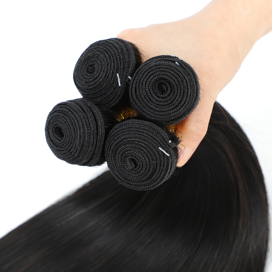 Brazilian Straight Human Hair Bundles Virgin Human Hair Can Be Dyed Can Be Bleached Double Weft Unprocessed Straight Extensions Natural Black Color For Women - Image 11