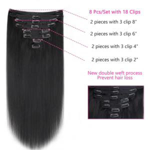 Clip ins Hair Extensions Straight Human Hair 100% Unprocessed Full Head Brazilian Virgin Human Hair Natural Color Clip ins Hair