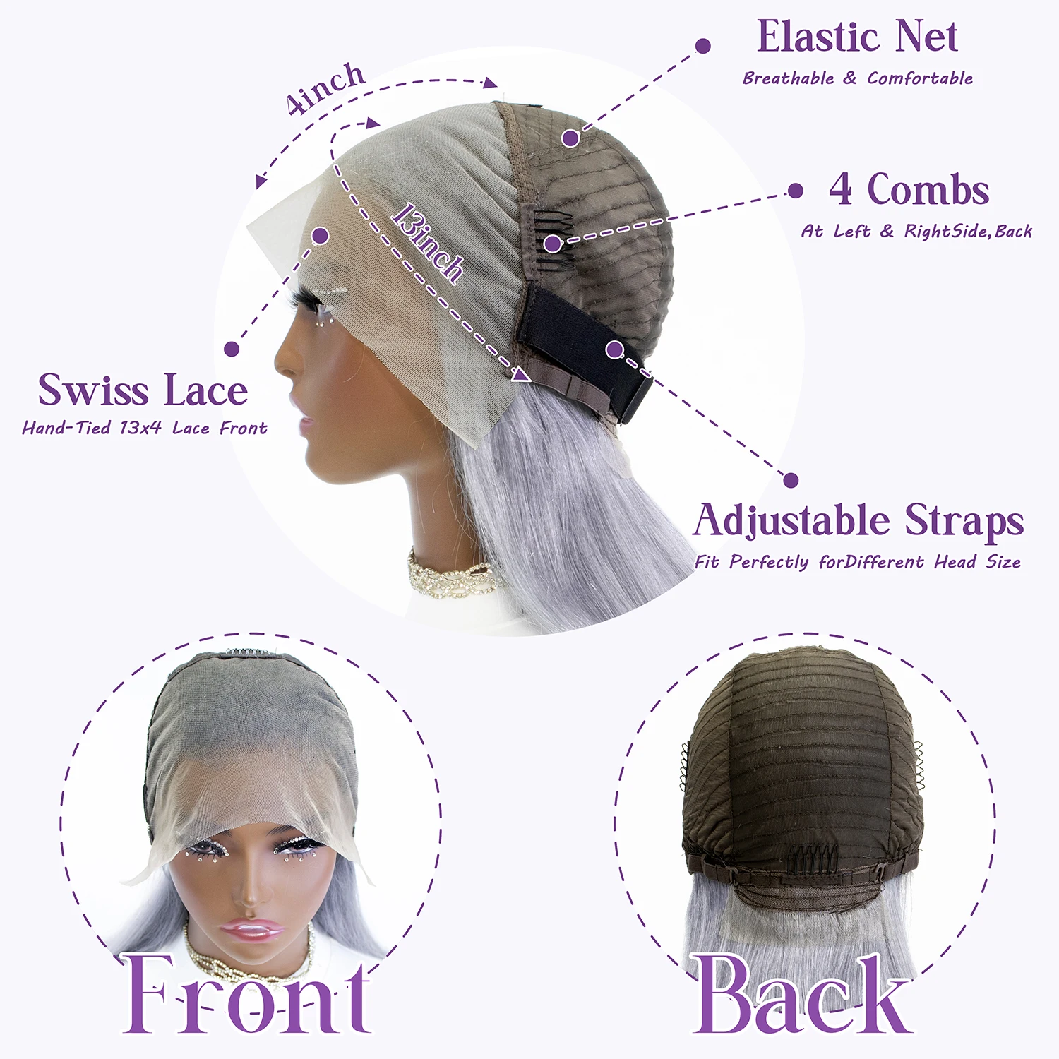 Human Hair Wig Grey Bob Wigs 200% 13x4 HD Transparent Ginger Orange Lace Front Bob Blunt Cut Straight Colored Wigs Pre Plucked - Image 6