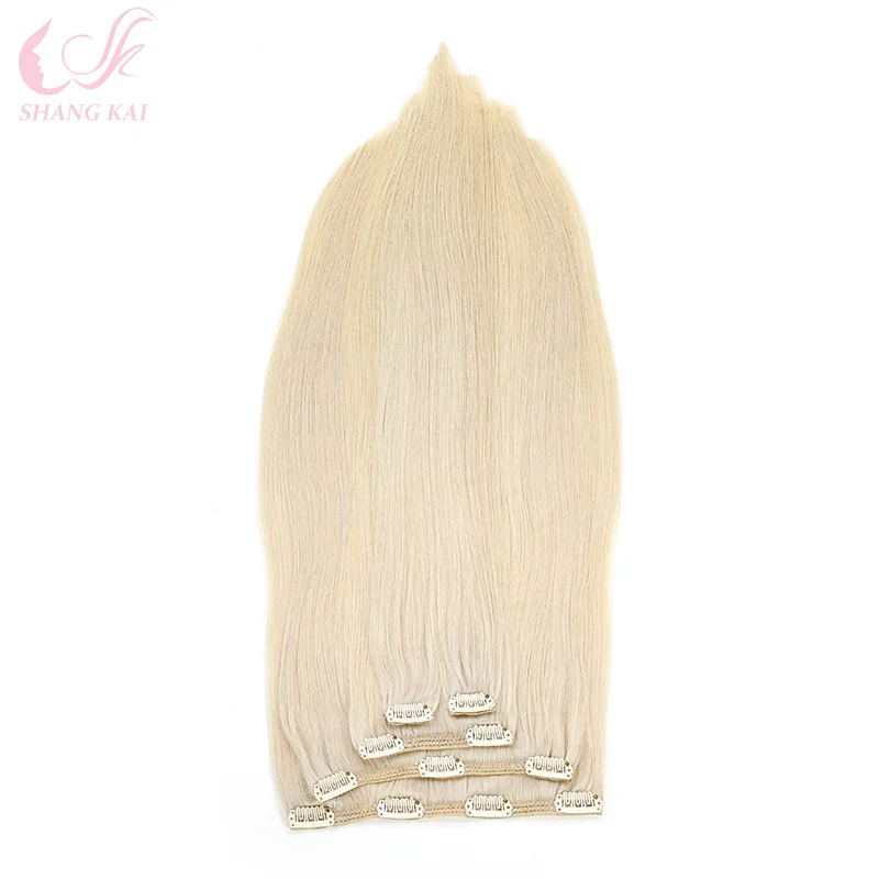 High Quality Customized Colors Wholesale Machine Weft Hair Extension Seamless Clip in Russian Real Human Hair Extensions - Image 4