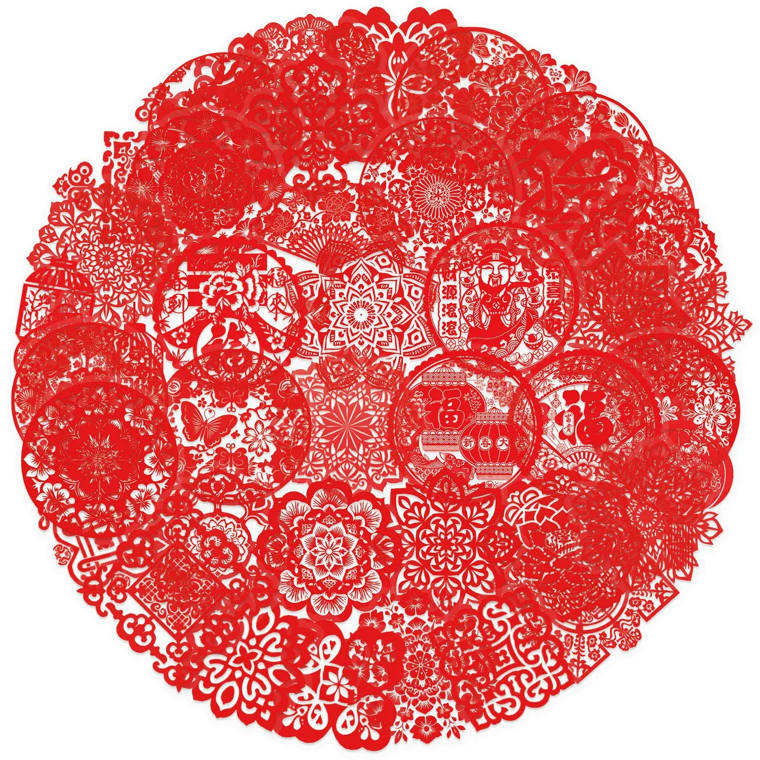 50 Pcs/Bag Die Cut Transparent PET Sticker Lunar New Year Window Decoration Clear Waterproof Labels with Silicone Adhesive - Image 5