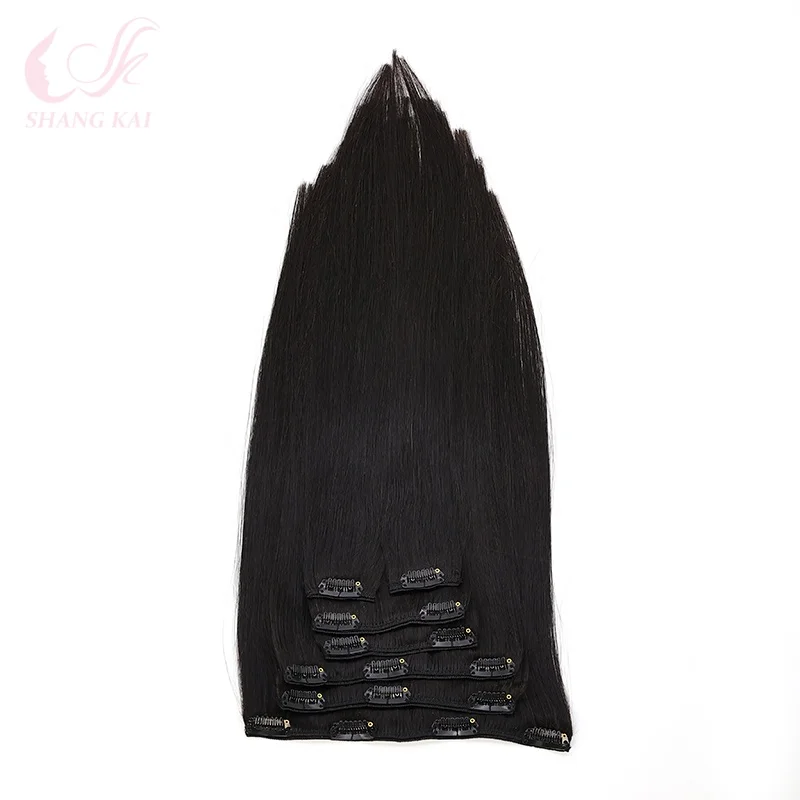 High Quality Customized Colors Wholesale Machine Weft Hair Extension Seamless Clip in Russian Real Human Hair Extensions - Image 3