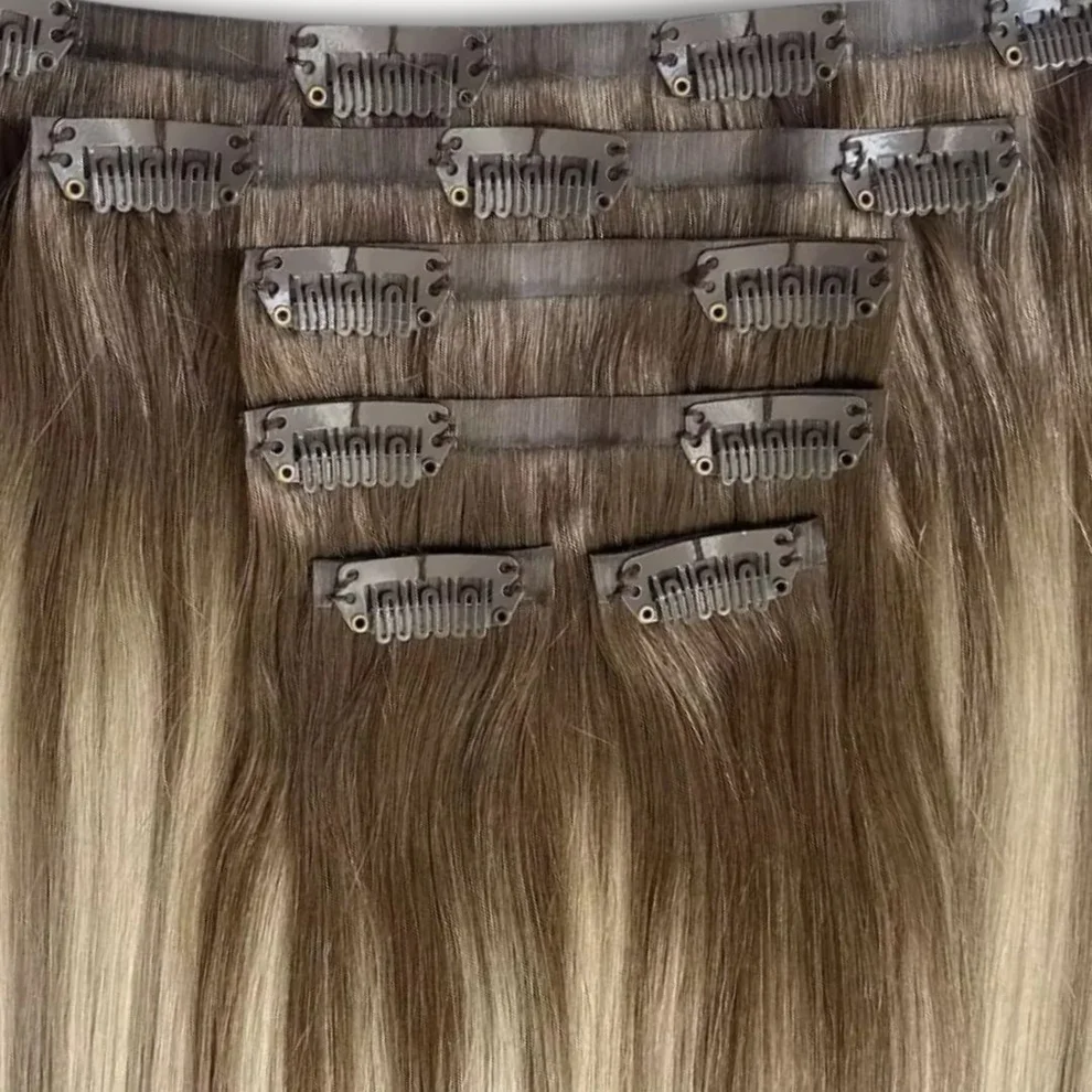 Wholesale Prices Cuticle Aligned Double Drawn Pu Seamless Clip in Hair Raw Human Hair Clip Ins 100% natural Hair Extensions - Image 2