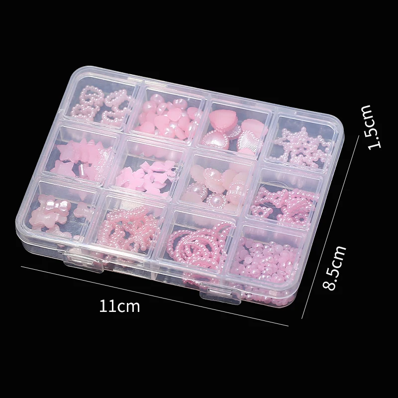 Wholesale 12 Grid 3d Set Bow Knot Nail Decoration Flatback Pearl Beads Flower Resin Nail Art Charms With Tweezer Pickup Pencil - Image 4