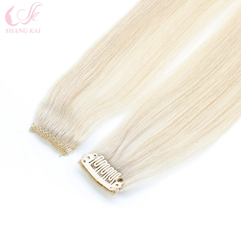 High Quality Customized Colors Wholesale Machine Weft Hair Extension Seamless Clip in Russian Real Human Hair Extensions - Image 5