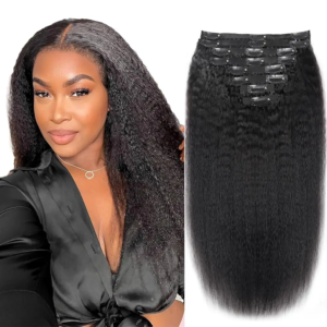 12A Grade Brazilian Indian Mongolian 100% Raw Virgin Human Hair Natural Black Kinky Straight Color PU Clip in Hair Extension