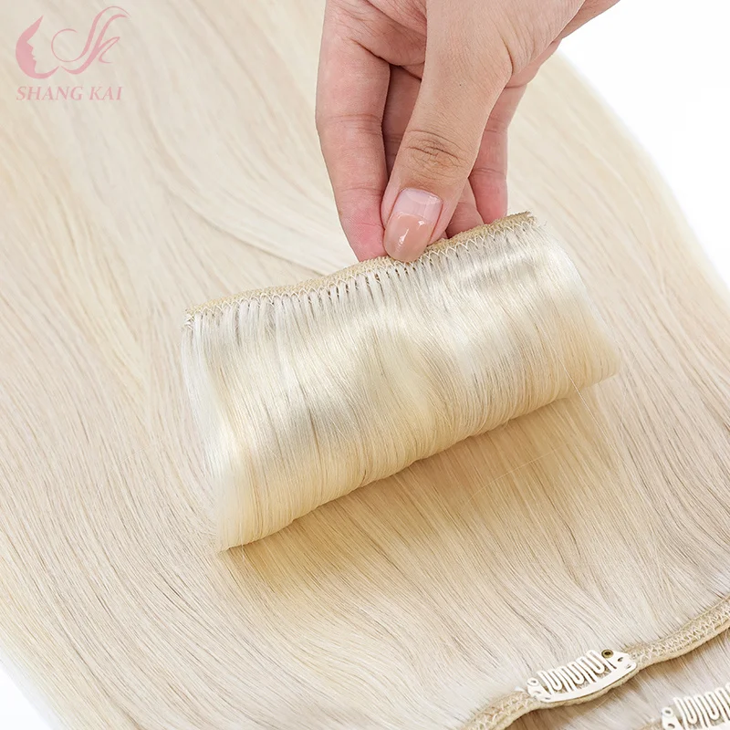 High Quality Customized Colors Wholesale Machine Weft Hair Extension Seamless Clip in Russian Real Human Hair Extensions - Image 6