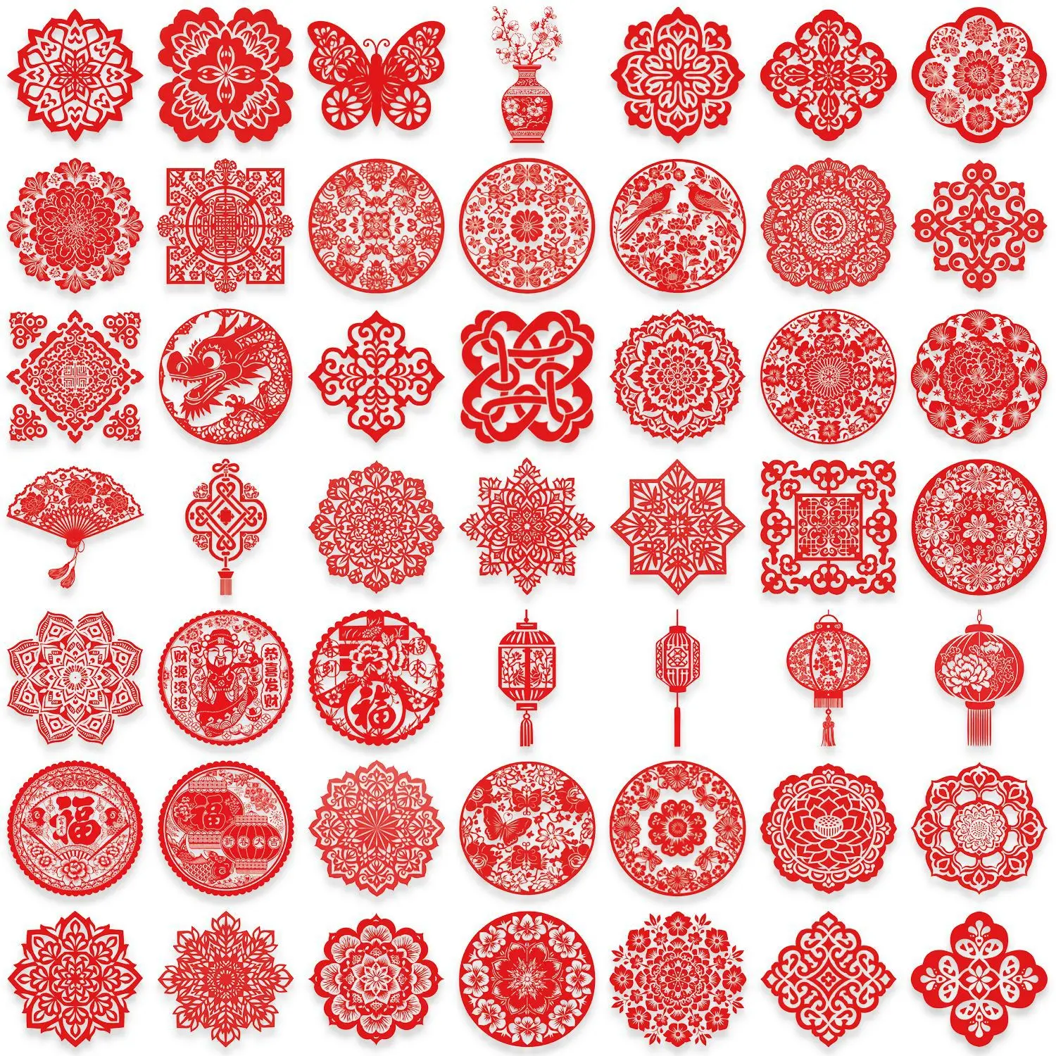 50 Pcs/Bag Die Cut Transparent PET Sticker Lunar New Year Window Decoration Clear Waterproof Labels with Silicone Adhesive - Image 11