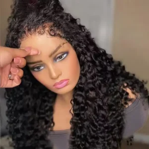 New 4C Textured Hairline Wigs Curly Baby Hair Natural Edges Skin Melt HD Frontal Lace Wigs Kinky Yaki Straight Human Hair Wigs