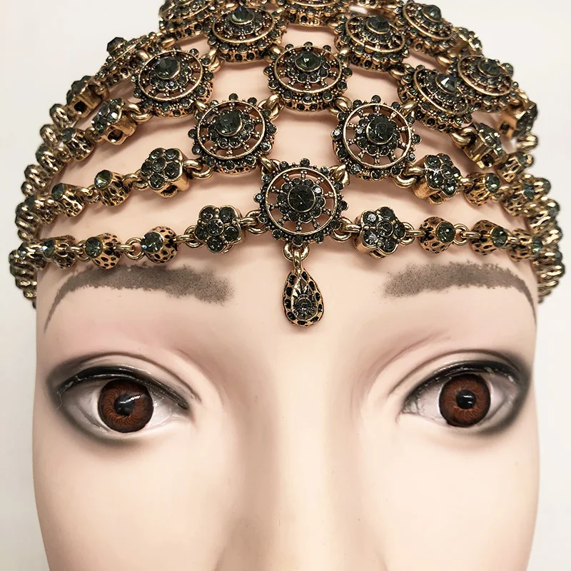 Arabic Handmade Jewelry Bridal Hair Accessories Women Golden Color Headpiece Accessories Big Size Head Chain Jewels - Image 7
