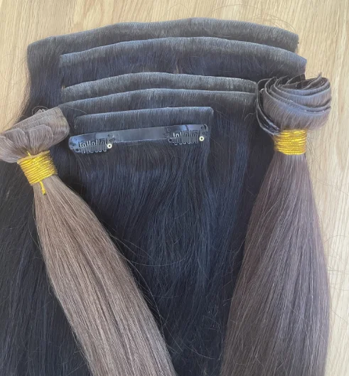Wholesale Prices Cuticle Aligned Double Drawn Pu Seamless Clip in Hair Raw Human Hair Clip Ins 100% natural Hair Extensions - Image 4