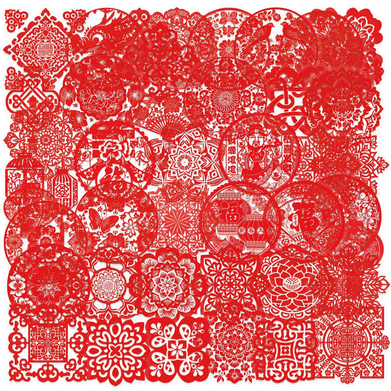 50 Pcs/Bag Die Cut Transparent PET Sticker Lunar New Year Window Decoration Clear Waterproof Labels with Silicone Adhesive - Image 6