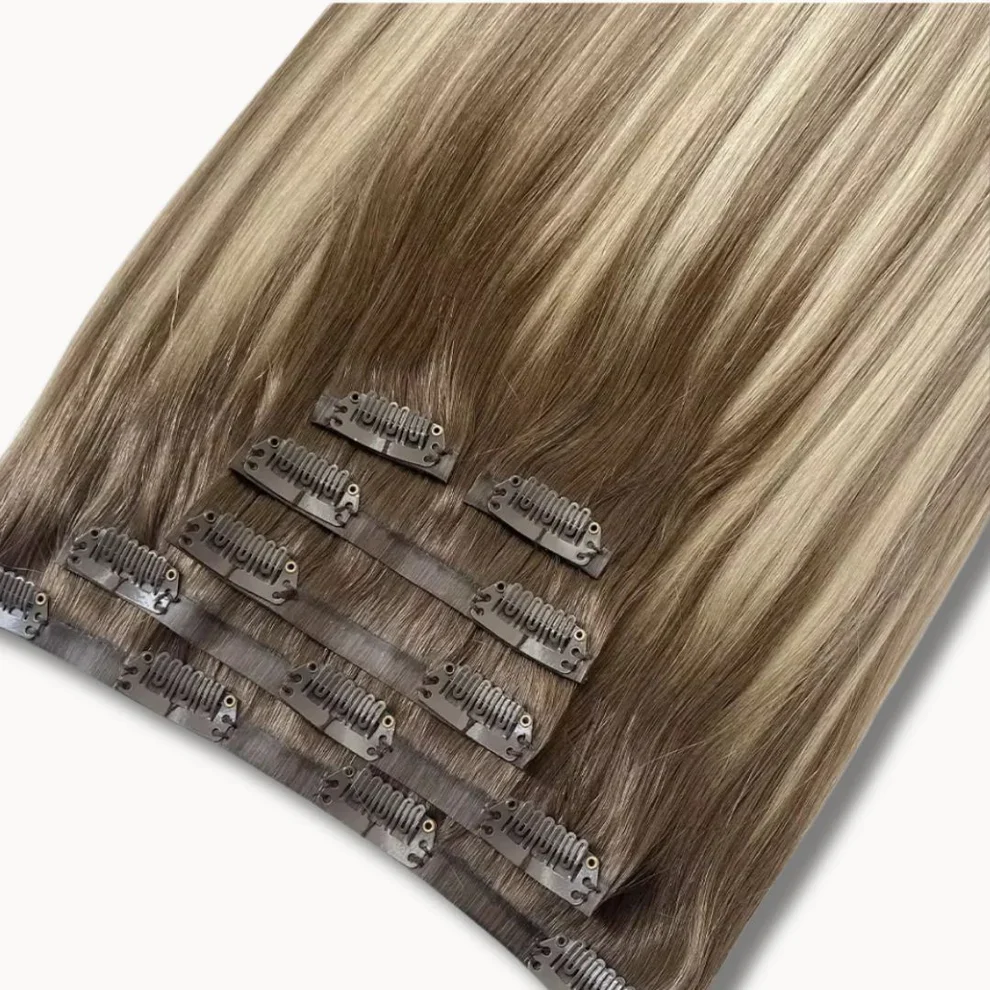 Wholesale Prices Cuticle Aligned Double Drawn Pu Seamless Clip in Hair Raw Human Hair Clip Ins 100% natural Hair Extensions - Image 3