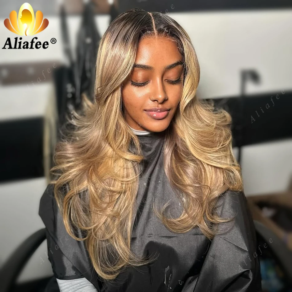 Ombre 2 27 Dirty Blonde 13x6 Body Wave Lace Frontal Wigs Brown Roots Ombre Blonde Pre Plucked 100% Human Hair Wigs for Women - Image 4