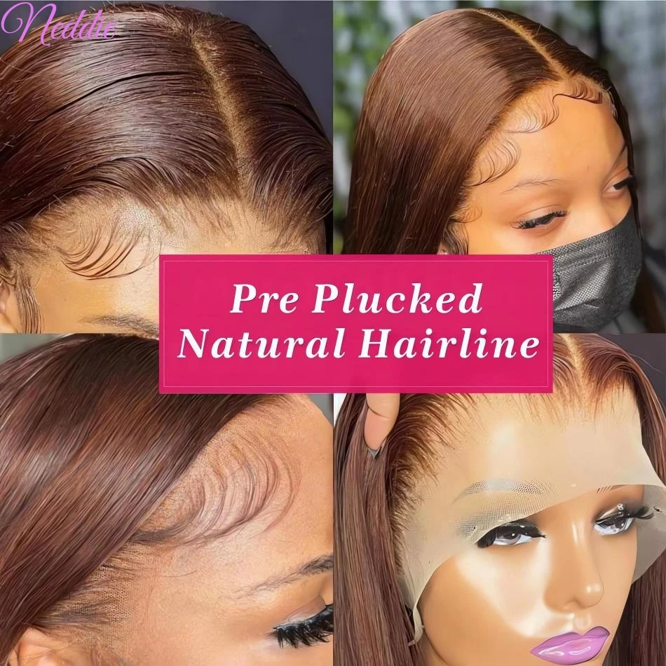 13X6 Chocolate Brown Lace Front Wigs 13X4 Bone Straight Human Hair 30 32 Inch Lace Frontal Colored Wig 100% Brazilian For Women - Image 3