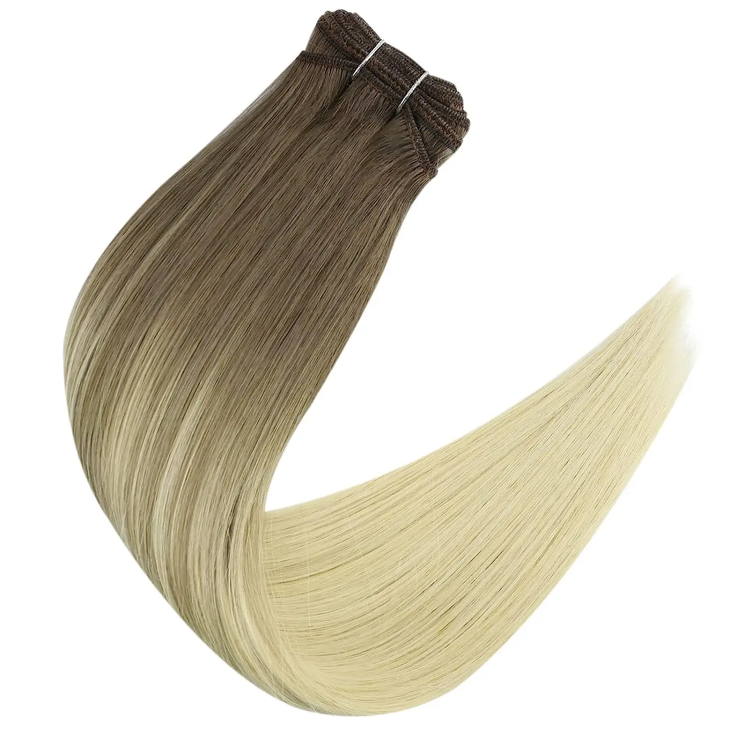 Full Shine Hair Bundles 100% Human Hair Weft Extensions Ombre Blonde Color100g Sew In Silky Straight Remy Skin Double Weft - Image 9