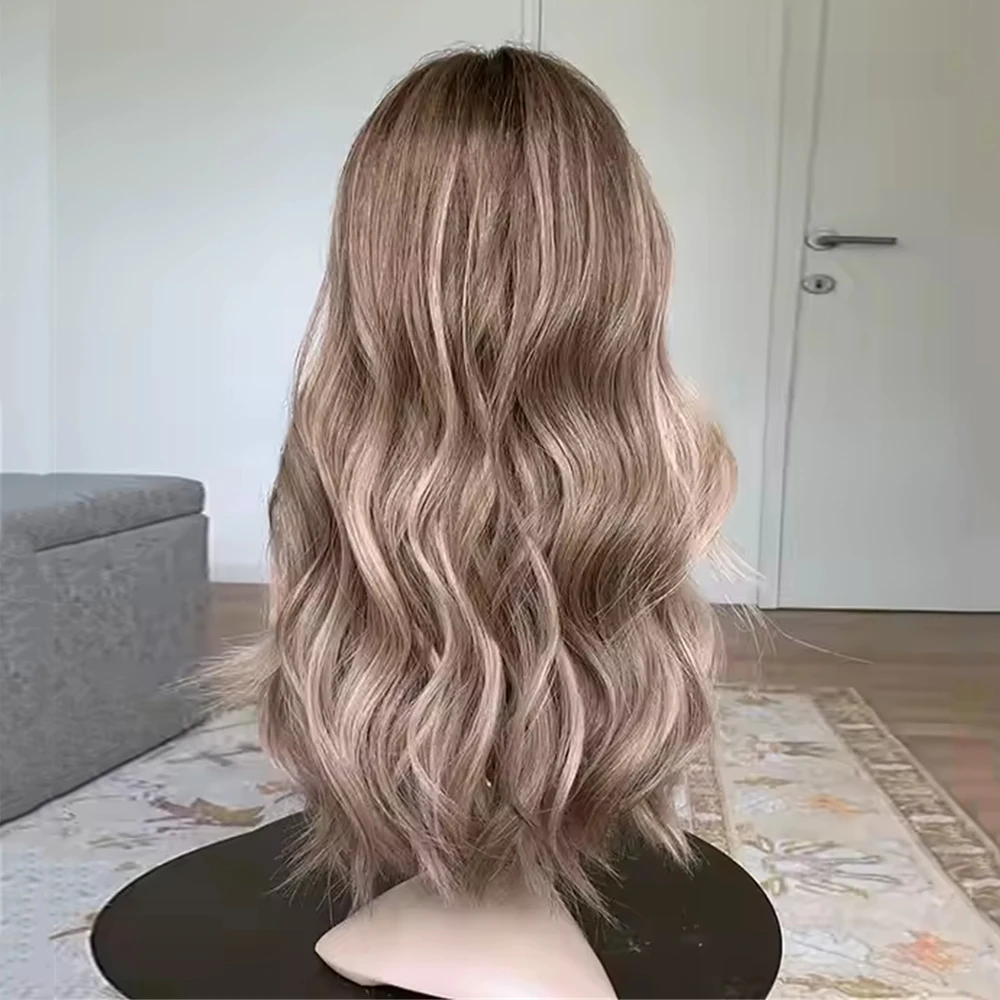 Premium 10% Human Hair Blend Luxury HD Lace Wig Dark Blonde Balayage Synthetic Invisible Lace Front Wig for Women with Hair Loss - Image 4