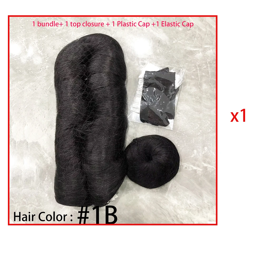 28PCS Brazilian Short Human Hair Extensions #1B One Pack For A Full Head 100% Human Hair Bundles With Free Closure Straight - Image 8