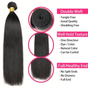 Straight Hair Bundles Brazilian 100% Natural Straight Human Hair Bundles Weaving Extensions For Black Women 3 Bundles Deals #1B