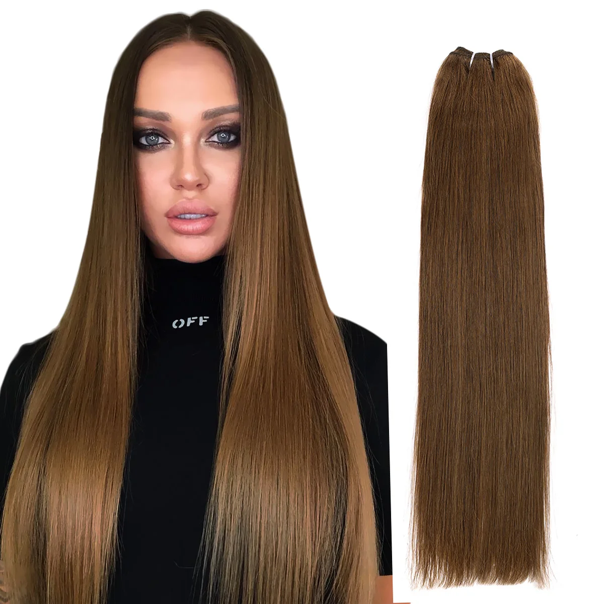 Real Beauty Platinum Blond Human Hair Bundle Brazilian Straight Hair Weave Bundles High Ratio Remy Hair Extensions Brown#4 75cm - Image 10