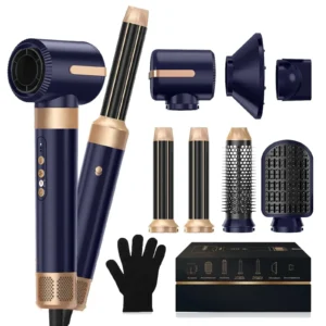 7 In 1 Hair Dryer Brush Diffuser Ionic Blow Dryer Hot Air Styling Comb Auto Hair Curler with Brushless High Speed Hair Dryer