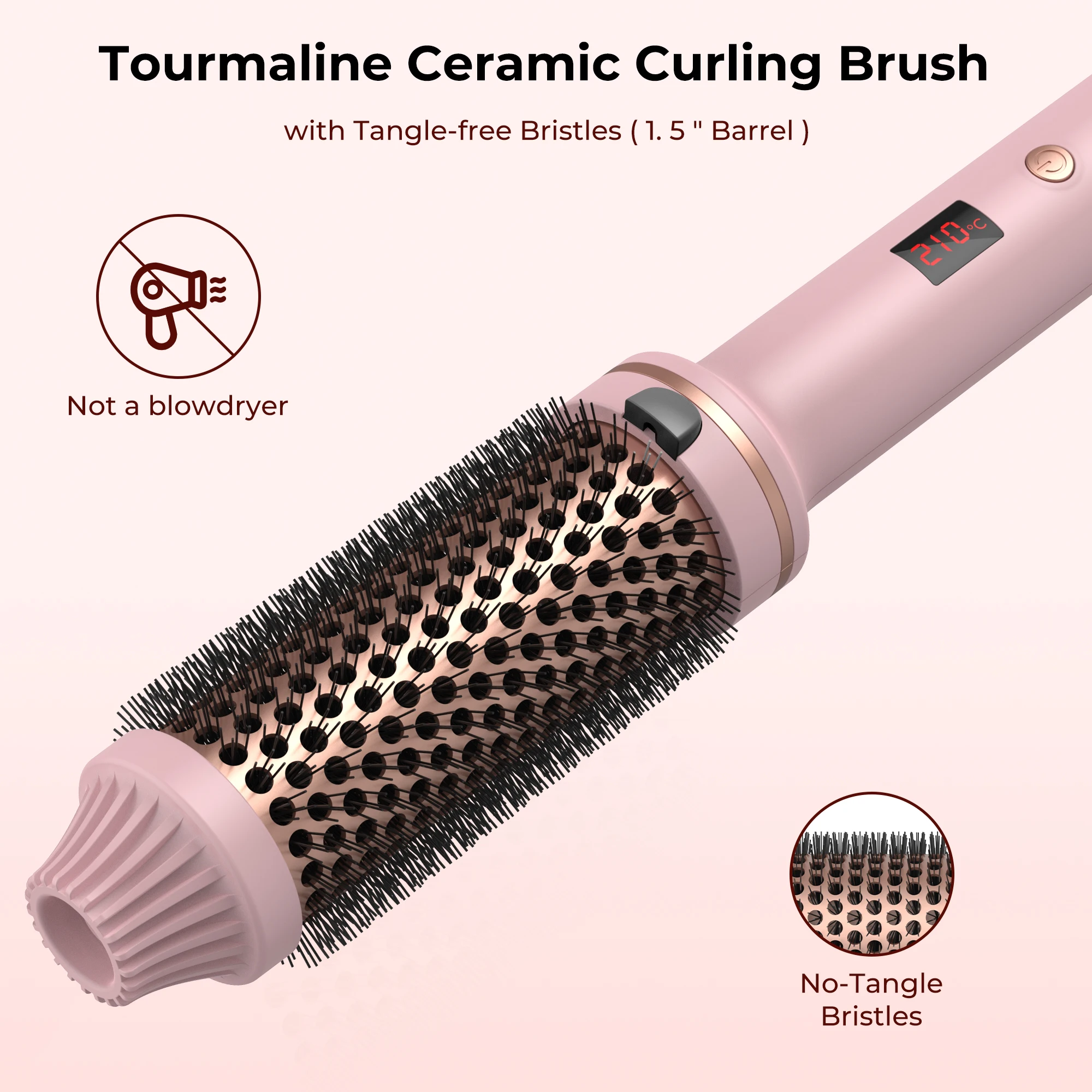 Curling Iron Brush PTC Heated Thermal Brush Ceramic Hair Curler Hot Brush Create Loose & Volume Curls Heating Hair Styling Brush - Image 5