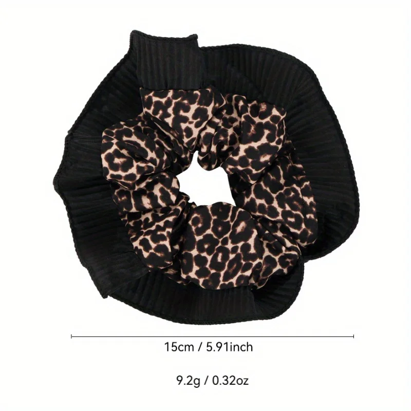 Women's New Vintage Leopard Print Lace Hair Rings Fashionable Niche Design Elegant Hair Ties with High - end Feeling - Image 2