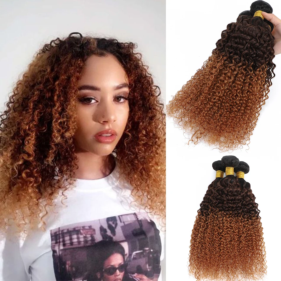 12A Burmese Curly Hair Afro Kinky Curly 3 Bundles 100% Human Hair Extensions P1B/30 99J 4C Highlight Ombre Curly Weave Bundles - Image 4