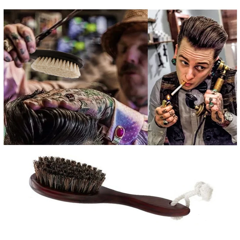 Horse Hair Wave Hair Beard Brush Hair Comb Wooden Handle Large Curved Comb Men Natural Hair Combs Hair Styling Tools - Image 3