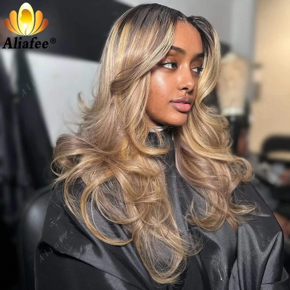 Ombre 2 27 Dirty Blonde 13x6 Body Wave Lace Frontal Wigs Brown Roots Ombre Blonde Pre Plucked 100% Human Hair Wigs for Women - Image 8