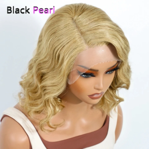 Blonde Hair Bob Wig Human Hair Real Loose Body Wave Part Lace Frontal Wig Ombre Highlight Short Bob Wigs Human Hair Pre Plucked