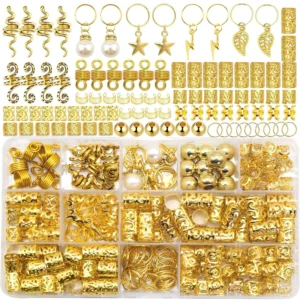 220pcs Hair Accessories,Loc Jewelry For Braids,Metal Hair Ring Cuff For Dreadlocks Accessories, Hair Braid Beads Decoration Boho